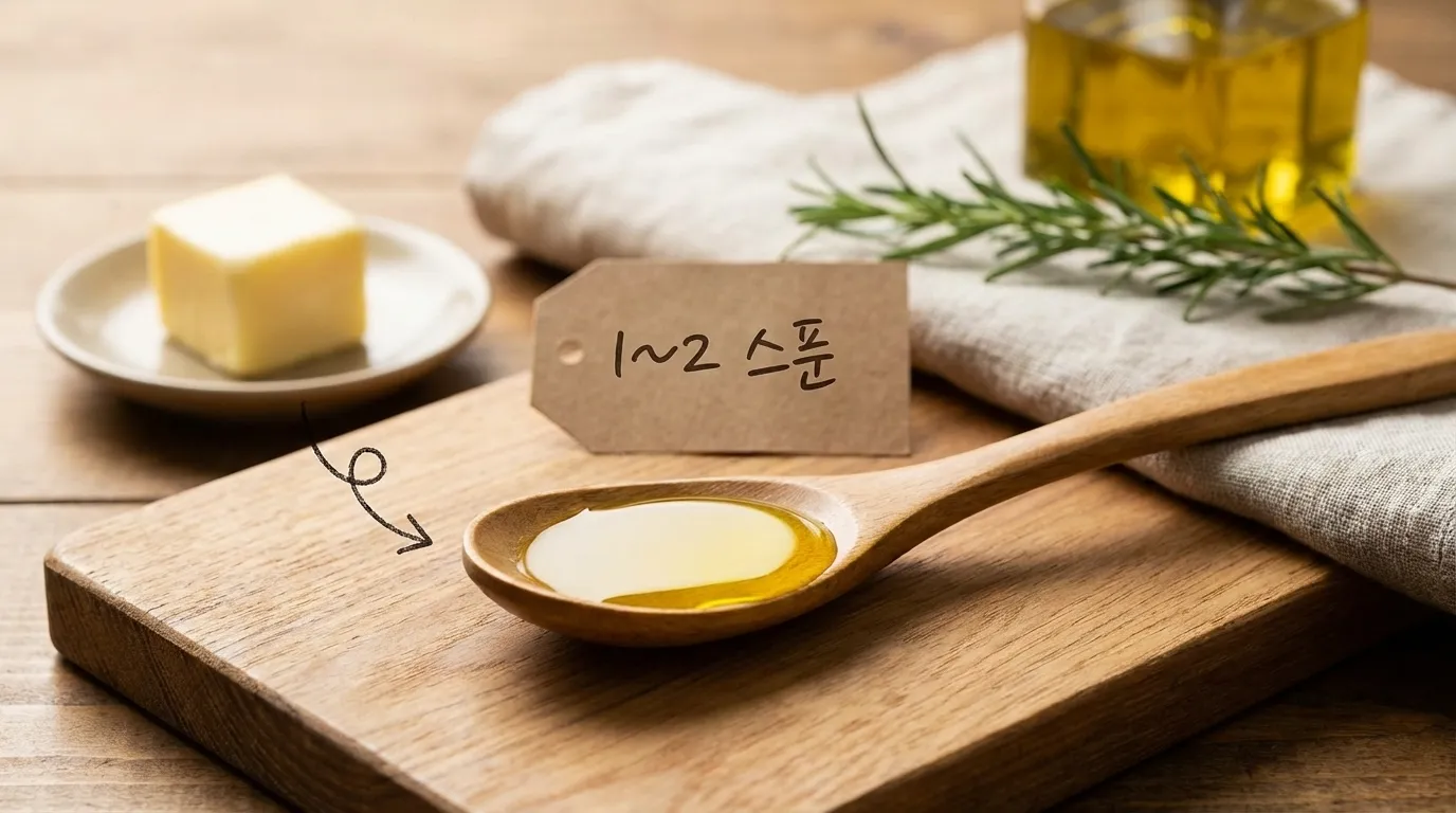 올리브오일 권장 사용량과 식단 예시 인포그래픽